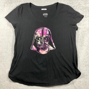 Maurices Star Wars Darth Vader Floral Graphic Tee‎ Womens XL Black Excellent